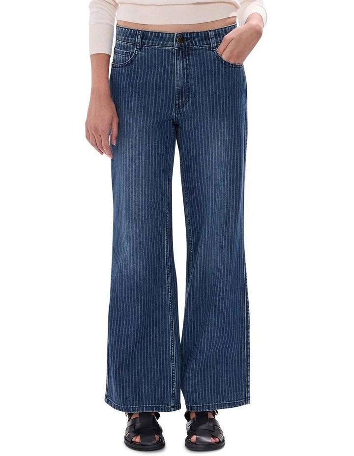 Molly Pinstripe Jean in Blue Stripe image 2