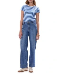 Flora Low Rise Wide Leg Jean in Sicily Blue