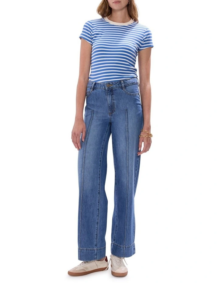 Flora Low Rise Wide Leg Jean in Sicily Blue image 1