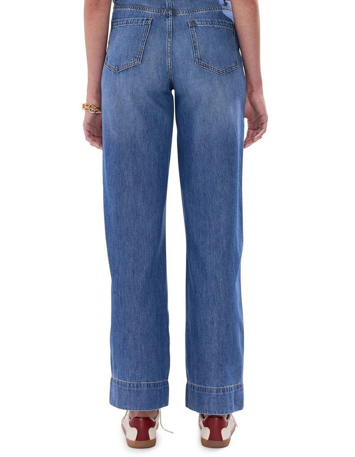 Flora Low Rise Wide Leg Jean in Sicily Blue image 4