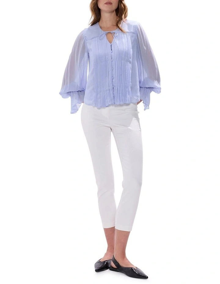 The Kingdom Pintuck Blouse in Pearl Blue image 2