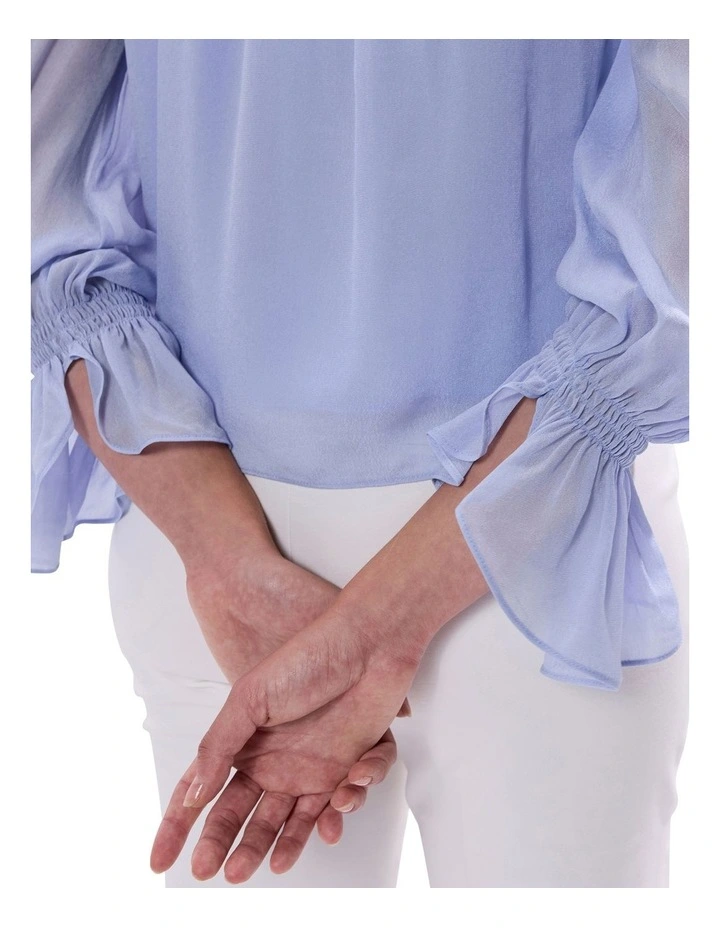 The Kingdom Pintuck Blouse in Pearl Blue image 3