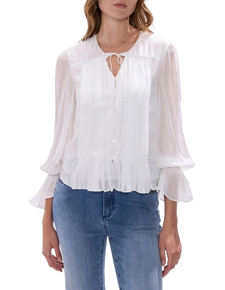 The Kingdom Pintuck Blouse in Ivory image 1