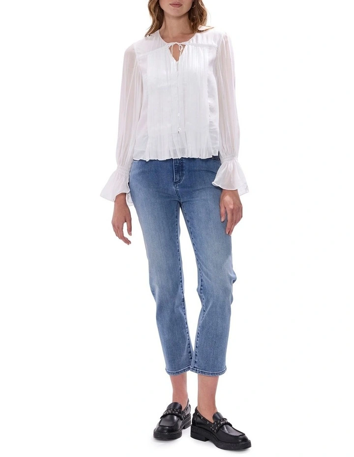 The Kingdom Pintuck Blouse in Ivory image 2