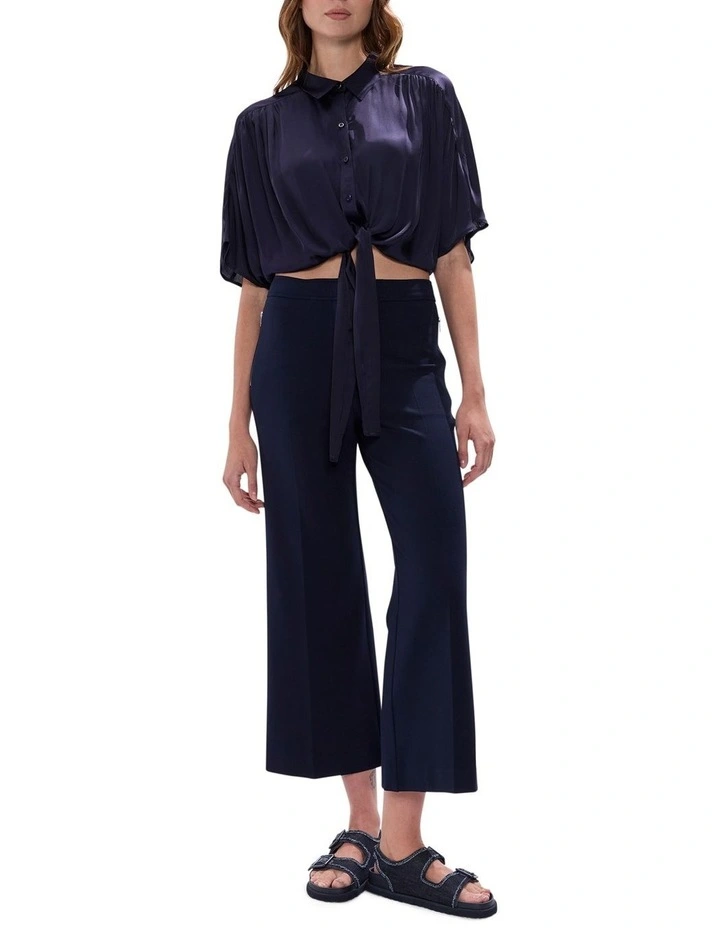 Thalia Tie Front Blouse in Midnight image 2