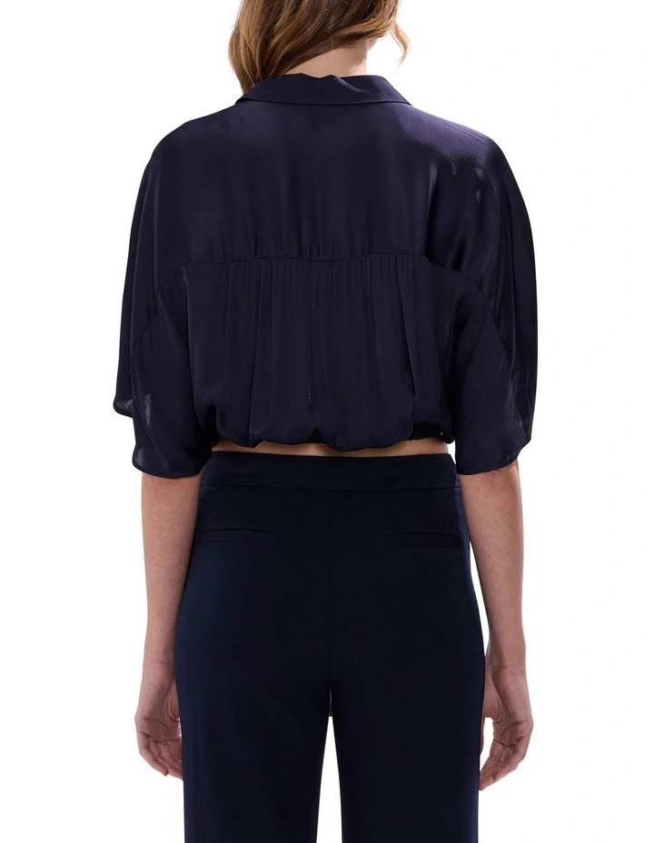Thalia Tie Front Blouse in Midnight image 4