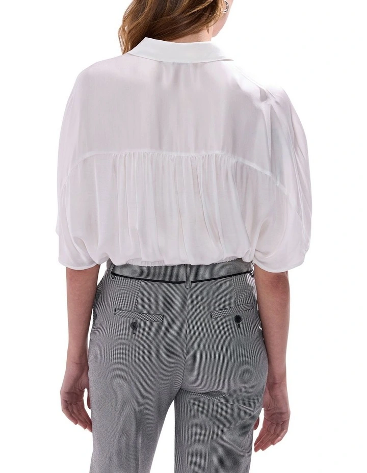 Thalia Tie Front Blouse in Ivory image 4
