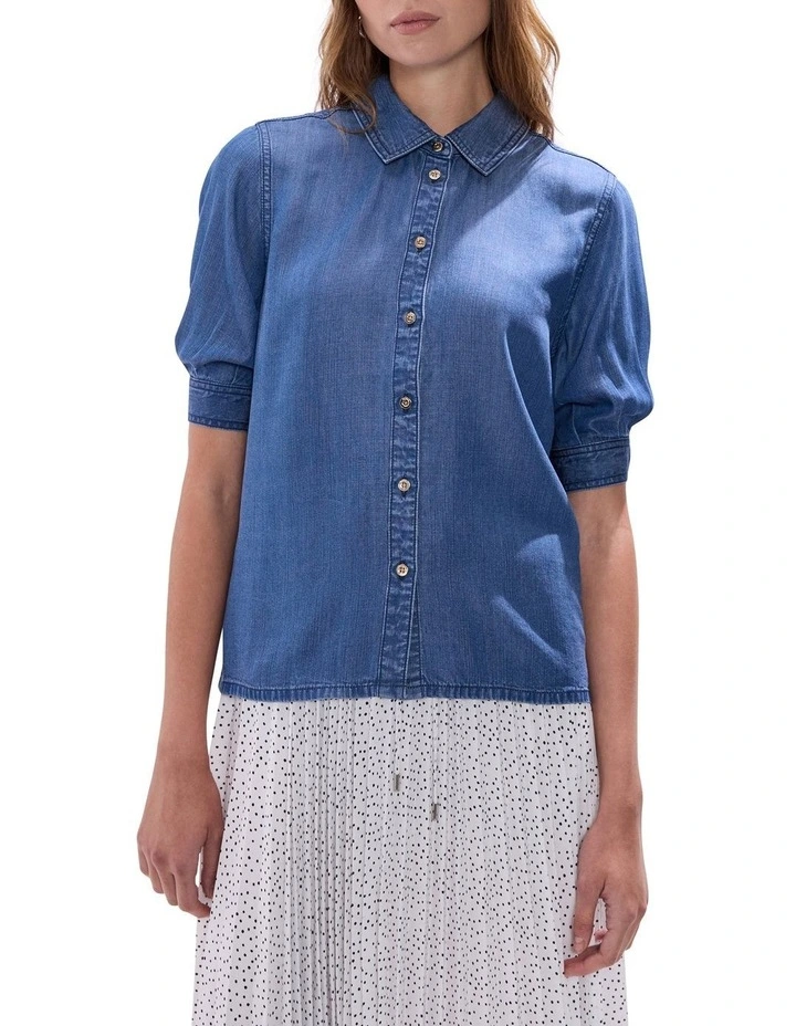 Deanna Chambray Shirt in Calabria Blue image 1