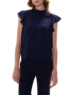 Gwyneth Jacquard Top in Midnight