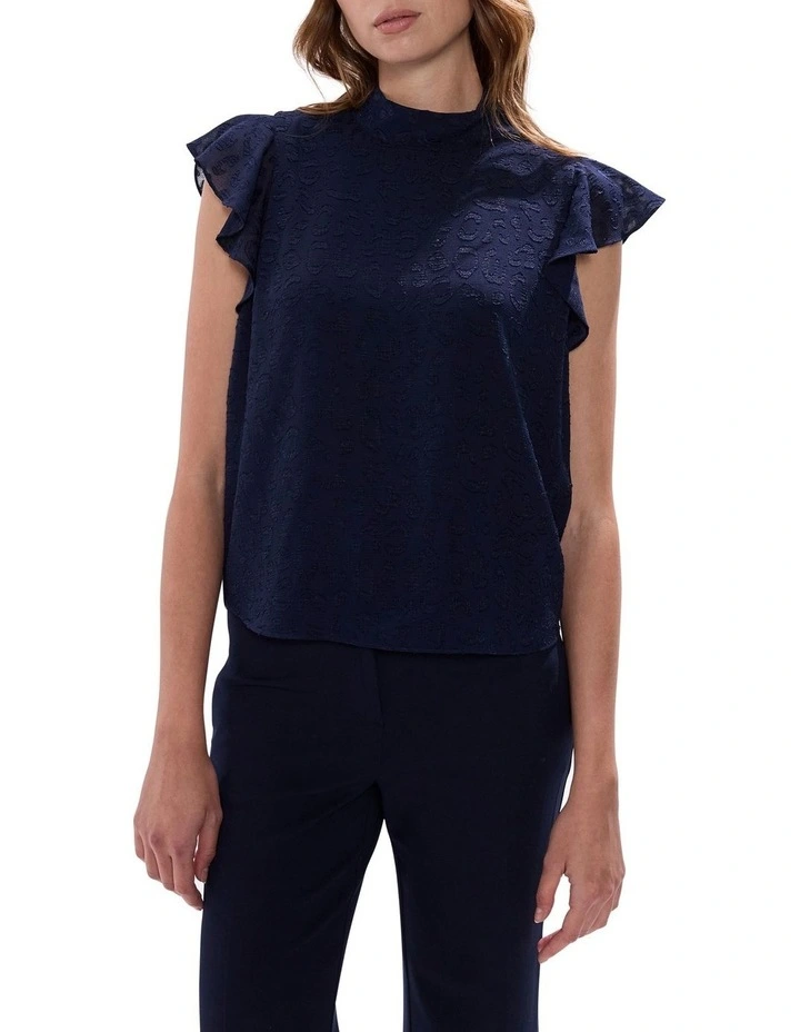 Gwyneth Jacquard Top in Midnight image 1
