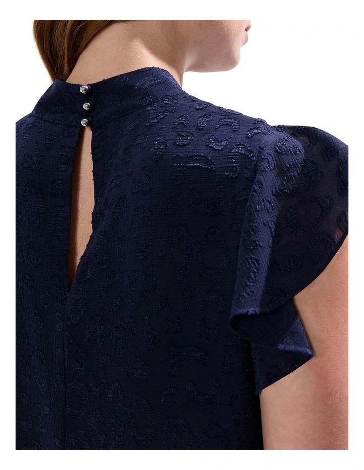 Gwyneth Jacquard Top in Midnight image 3