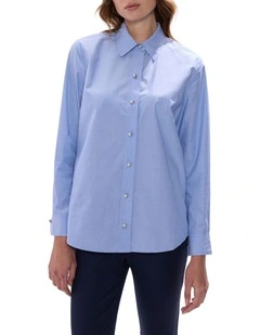 Ioan Classic Cotton Shirt in Pearl Blue