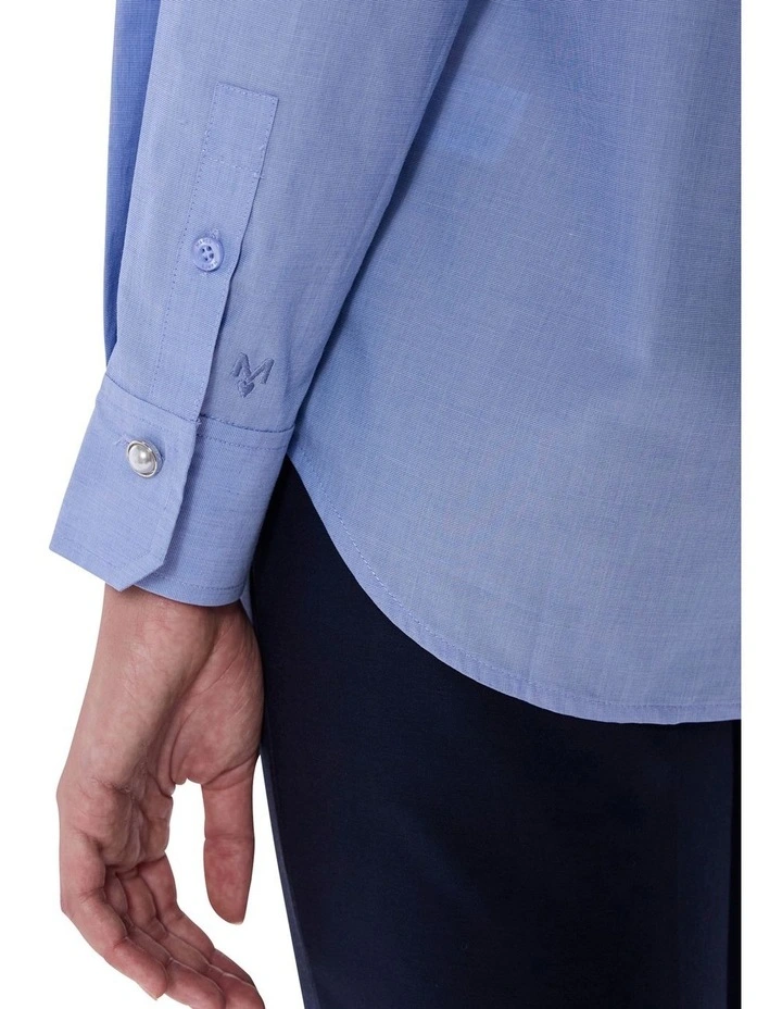 Ioan Classic Cotton Shirt in Pearl Blue image 3