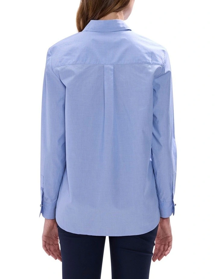 Ioan Classic Cotton Shirt in Pearl Blue image 4