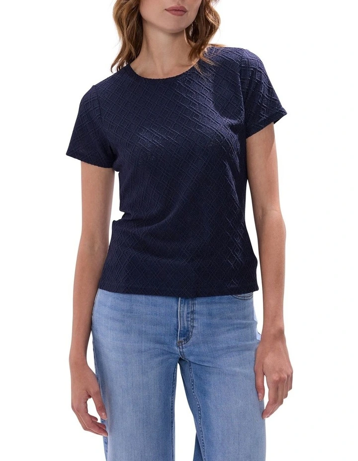 Thea Textured Lace Tee in Midnight image 1