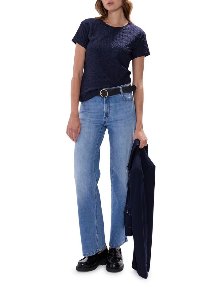 Thea Textured Lace Tee in Midnight image 2