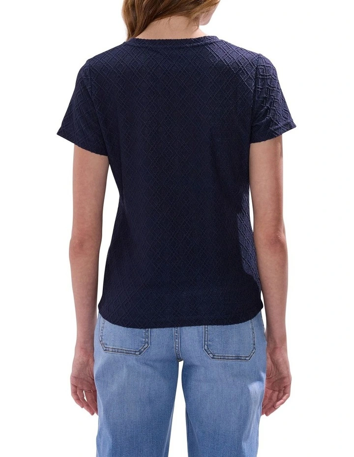 Thea Textured Lace Tee in Midnight image 4