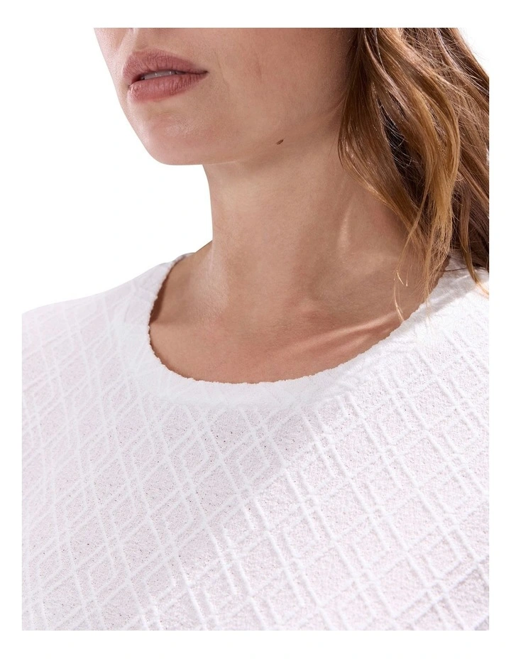Thea Textured Lace Tee in Ivory image 3