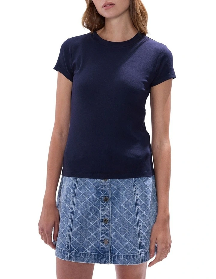 Ress Cotton Rib Tee in Midnight image 1