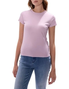 Ress Cotton Rib Tee in Blush Pink