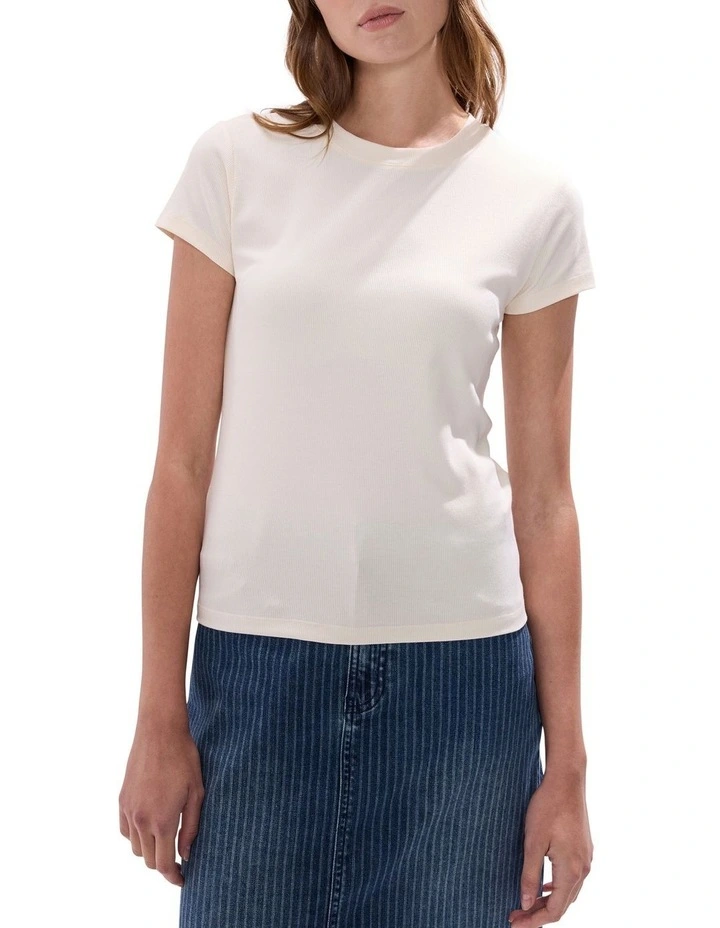 Ress Cotton Rib Tee in Ivory image 1