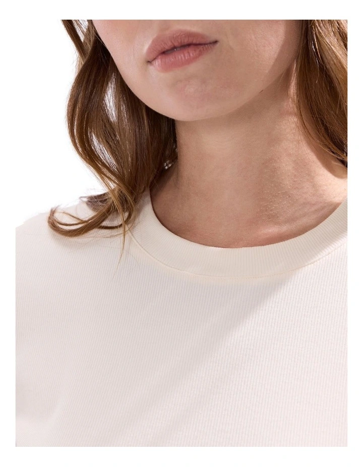 Ress Cotton Rib Tee in Ivory image 3