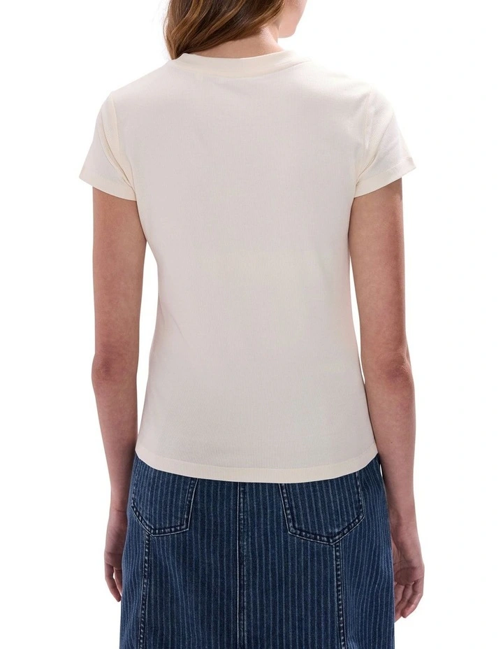 Ress Cotton Rib Tee in Ivory image 4