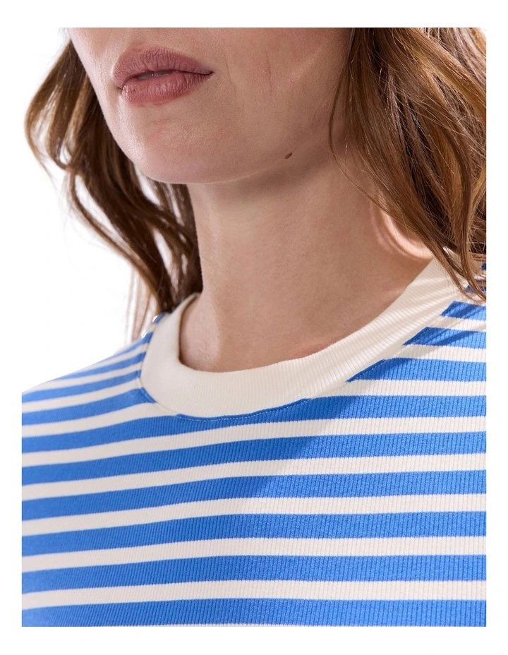 Ress Cotton Rib Tee in Blue Stripe image 3