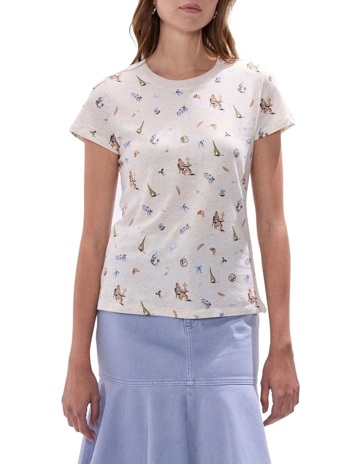Eiffel For You Tee in Cream Multi image 1