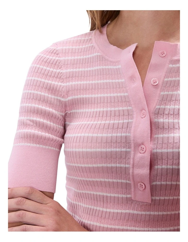 Keva Button Front Knit in Blush Pink image 3