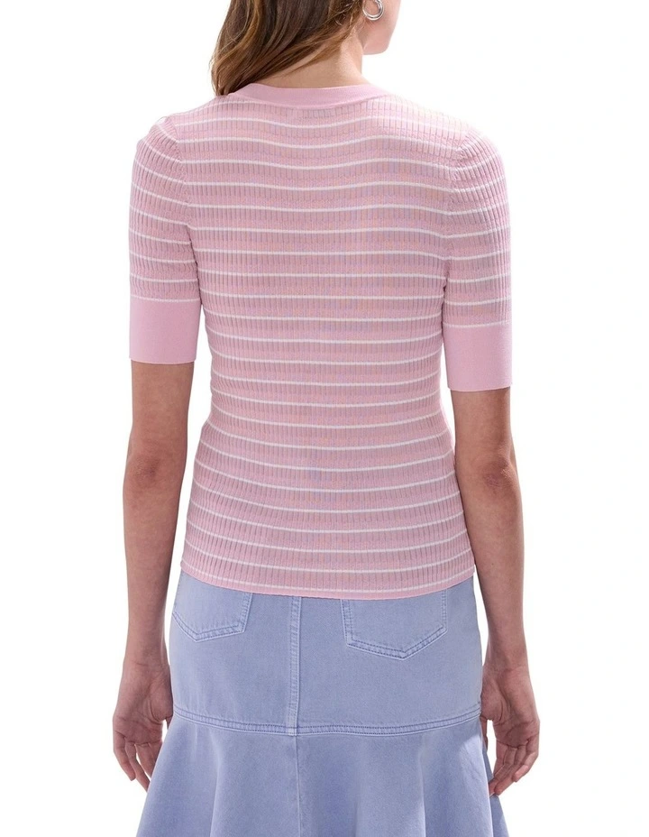 Keva Button Front Knit in Blush Pink image 4