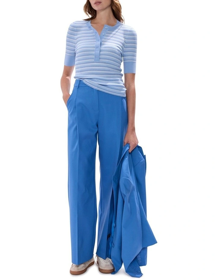 Keva Button Front Knit in Pearl Blue image 2