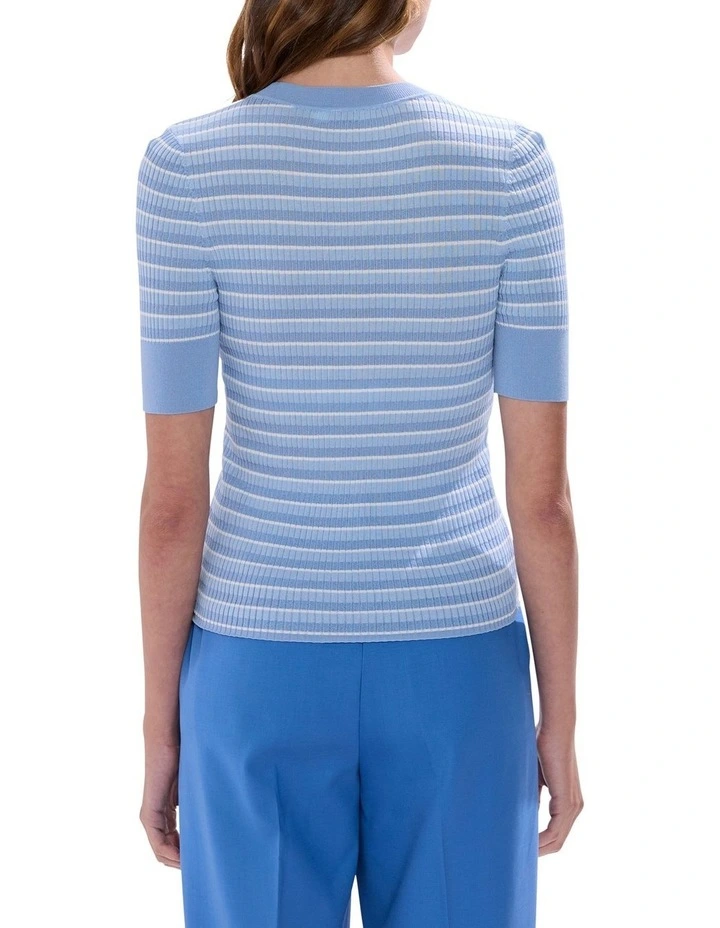 Keva Button Front Knit in Pearl Blue image 4