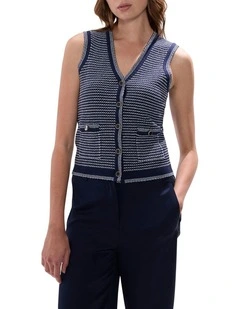 Dorian Knit Vest in Midnight Stripe