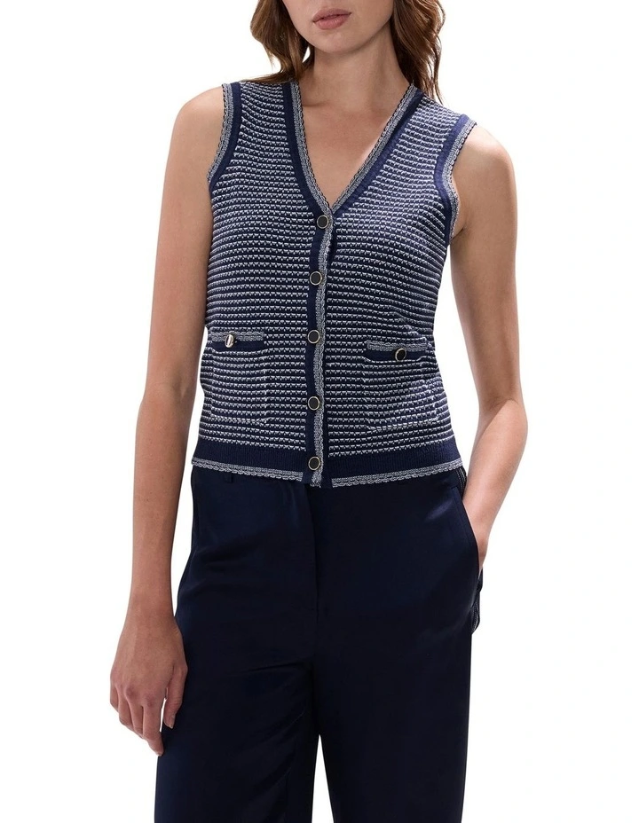 Dorian Knit Vest in Midnight Stripe image 1