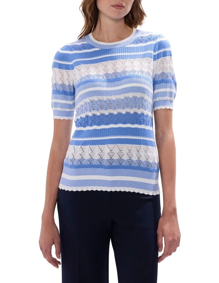 The Magician Stripe Knit Jumper in Blue Stripe image 1