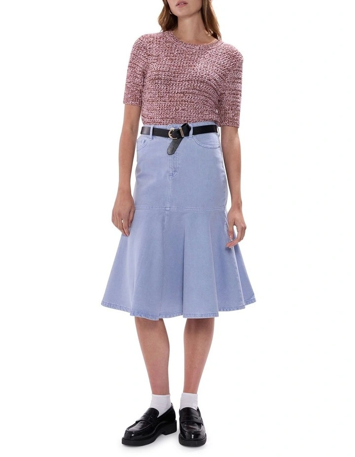 Gracie Denim Midi Skirt in Pearl Blue image 1