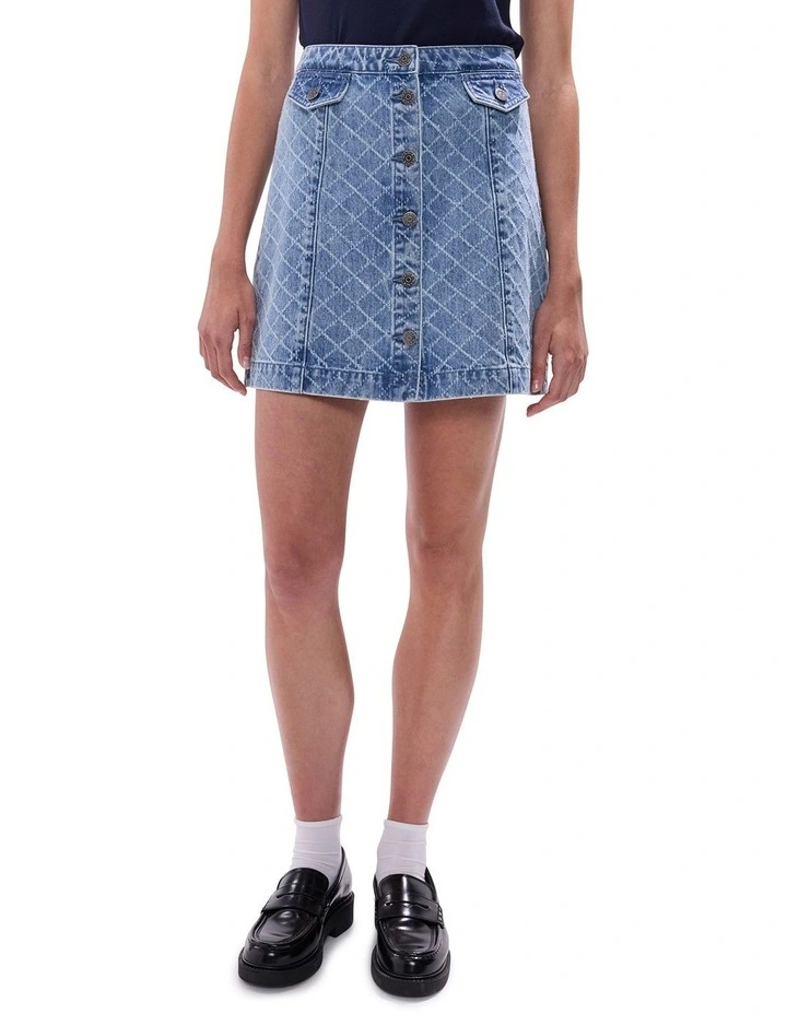 Sally Denim Mini Skirt in Light Blue image 2