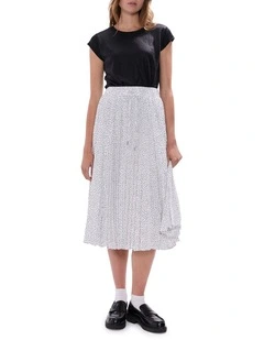Empire Of Spots Midi Skirt in White Multi