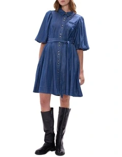 Deanna Chambray Dress in Calabria Blue