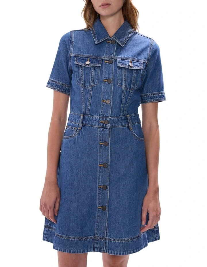 Kira Denim Mini Dress in Sicily Blue image 1