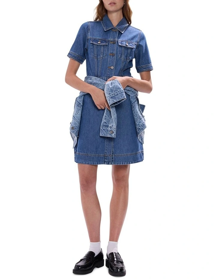 Kira Denim Mini Dress in Sicily Blue image 2