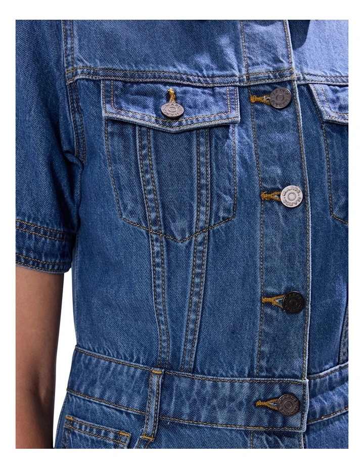 Kira Denim Mini Dress in Sicily Blue image 3