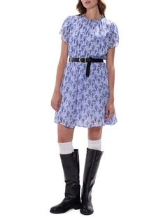 Take On Tree Mini Dress in Pearl Blue