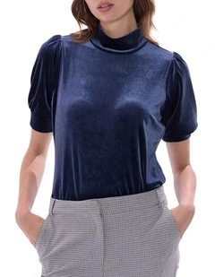 Vanessa Velvet Top in Midnight