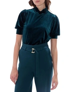 Vanessa Velvet Top in Deep Forest