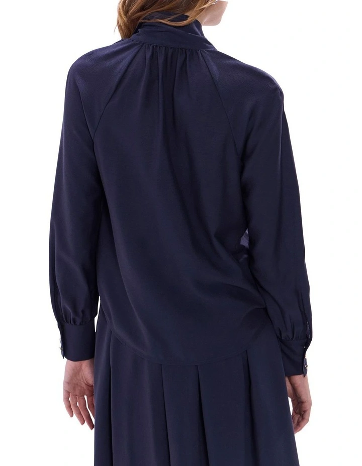 Twilight Pussy Bow Blouse in Navy image 4