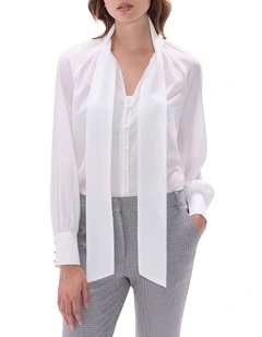 Twilight Pussy Bow Blouse in Ivory