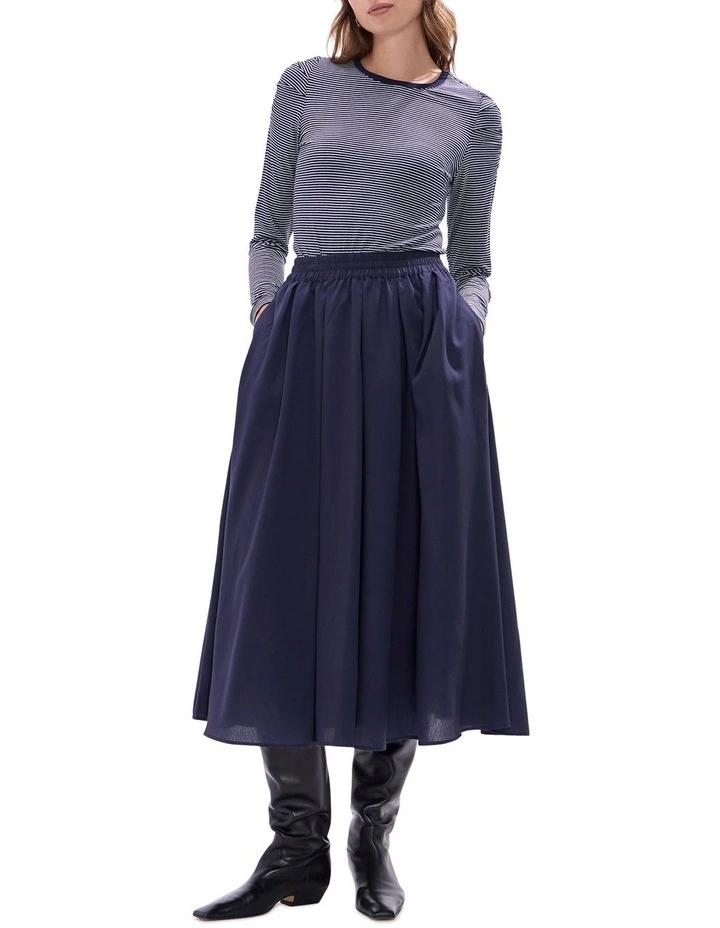 Rita Long Sleeve Top in Navy Stripe image 2