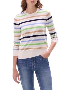 The Heir Csc Stripe Knit Jumper in Green Stripe